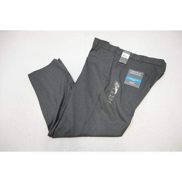Perry Ellis Dress Pants Travel Lux Modern Fit Charcoal Flat Mens 42 x 30 NWT - Picture 1 of 8